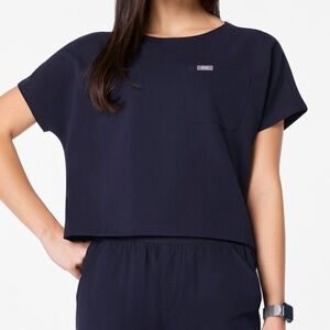 Figs Navy Arua Scrub Top (Small)